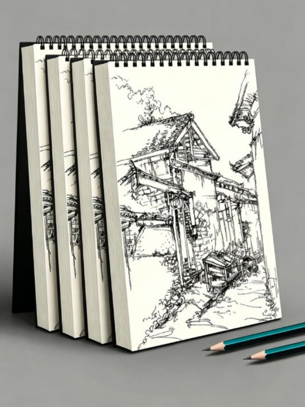 4 PCS 30 Sheets Coil Sketchbook Spiral Bound Eco-Friendly Thick Drawing Paper A5